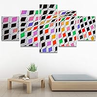 SIGNWIN 5 Panel Canvas Wall Art Abstract Colorful Hallway Industrial Lights Modern Artwork for Home Decorations Ready to Hang - 60