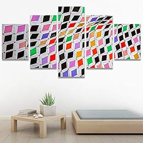 SIGNWIN 5 Panel Canvas Wall Art Abstract Colorful...