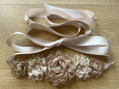 Organza maternity sash for baby shower flower girl sash (Champagne)4