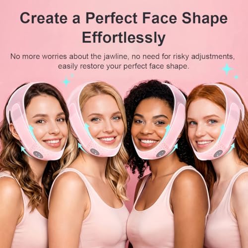 Image of MAYCREATE Soft Silicone V Line Double Chin Lift Mask Chin Up V Shaped Face Shaper Face Lifting Mask Jawline Shaper Strap for Women - Pink