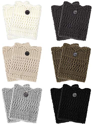 6 Pairs Short Boot Cuffs Lace Crochet Leg Warmers Women Girl Knitted Boot Socks