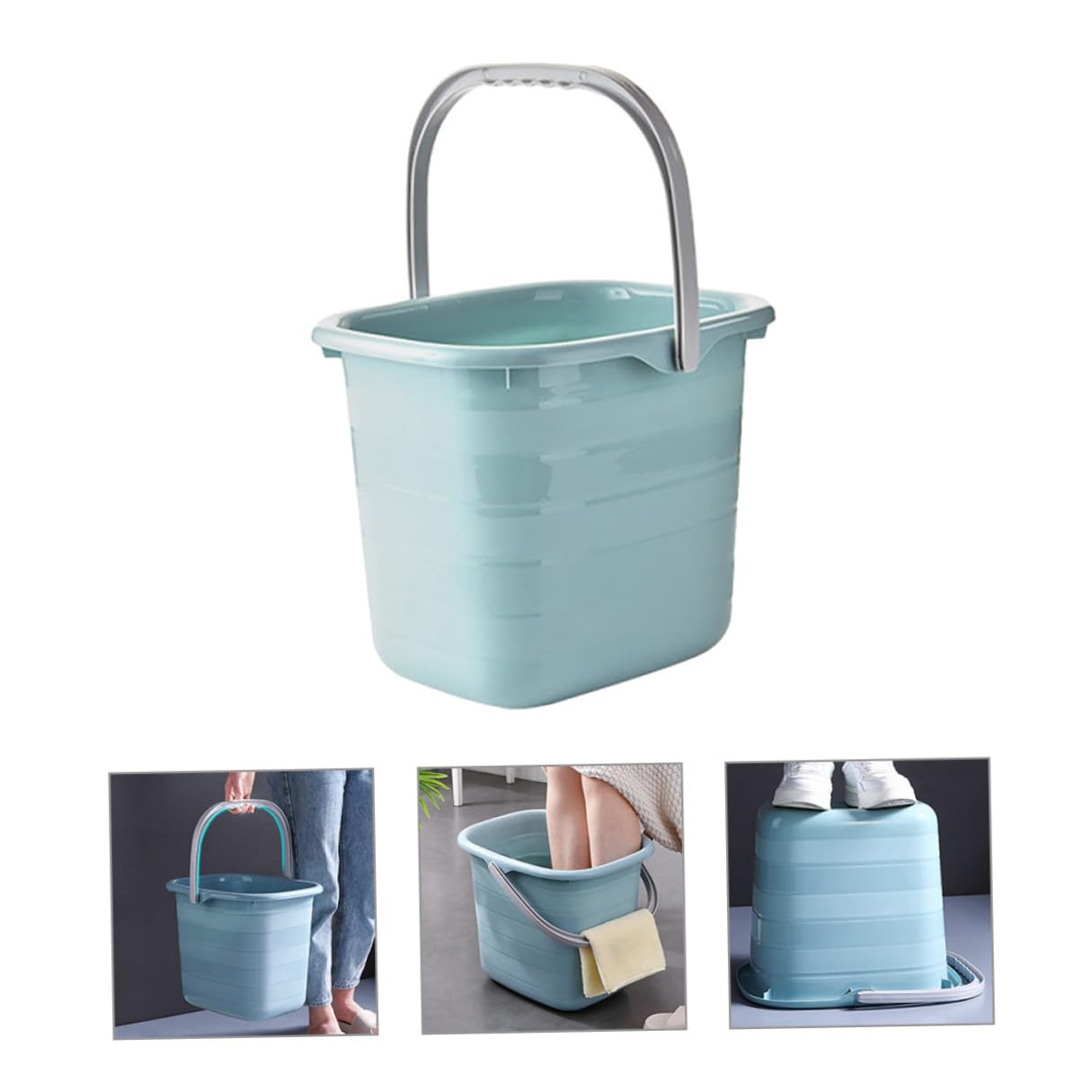 Secchio in Plastica per Uso Domestico Manico Labor-saving, Buona Capacità di Carico, per Famiglie e Giardinaggio, Secchio Rettangolare per Stoccaggio Acqua