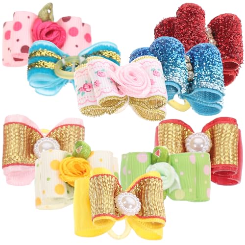 GALPADA 10Pcs Adorable Pet Hair Accessories Double Bowknot Hairpins for Dogs Cats Random Colors for Grooming Birthdays Special Occasions Stylish Functional Pet