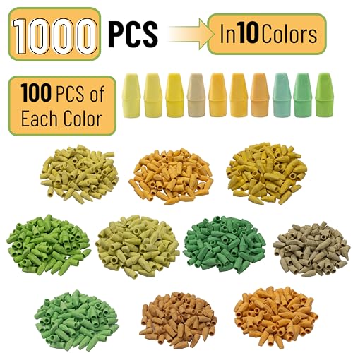 Image of Mr. Pen- Bulk Pencil Erasers Toppers, 1000 Pack, Latex Free, No Smudge | Cap Pencil Erasers for Precise Erasing, Kids, Teachers, Studying Supplies