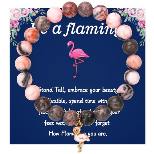 Image of createreedo Createedo Flamingo Charm Bracelet for Women and Teen Girl - Elegant Pink Flamingo Bracelet Jewelry Accessories Gift for Valentine Birthday