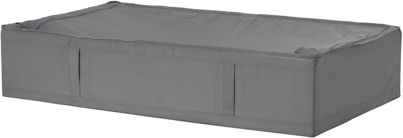 Dark Gray or White Fabric Storage Box for Closet or Under Bed, Large Storage Box with Handle, Dustproof Polyester for Seasonal Clothes, 35.5 x 20.8 x 7.5 Inches, Set of 2 (White)