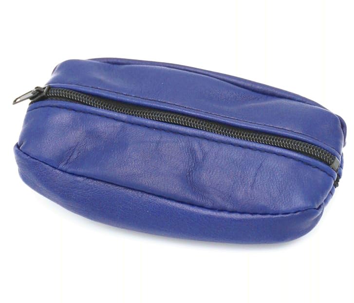 Van Der Rich ® - Porte Monnaie Zip de Deux côtés avec Porte-clés Cuir Agneau - Femme - Homme (BRoyal 3)