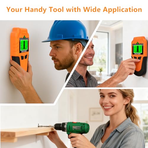 Detector Cables y tuberias 6-en-1 – Detector de Vigas Mejorado con Pantalla LCD y Alarma Sonora, Sensor de Pared Preciso para Madera, Metal y Cables Eléctricos