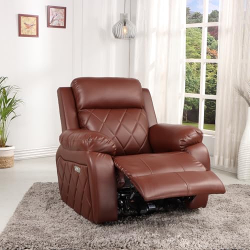 Image of Solis Royale 1 Seater Recliner Sofa Chair | Motorized Recliner Lounge Sofa Chairs for Relaxing | Comfortable Cushioned | Living Room, Bedroom, Office (Relaxyard - Brown, Relaxyard - Leatherette)