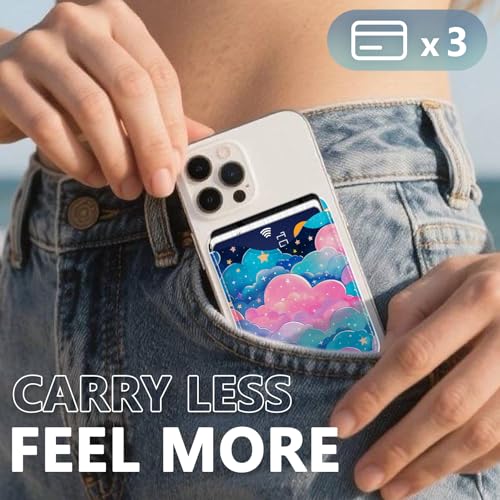 Image of Cute Cloud Magnetic Wallet for Magsafe Compatible with iPhone 17 /16 /15 /14 /13 /12 Series Pro Max Plus (Kawaii Pattern Phone Magnet Card Holder for Women Girl) (Fit 3 Cards Lether Mag Safe Wallets)