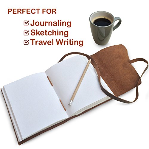 moonster Leather Journal Writing Notebook, Vintage Handmade Bound Notepad for Men Women - Write in Plain Thick Paper, 7x5 Inch Small Blank Pages, Drawing Sketchbook, Travel Diary, Unlined Note Book - Image 9