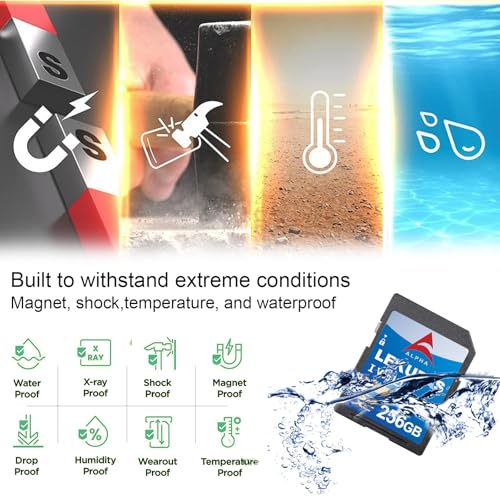 Image of 256GB SDXC UHS-I Memory Card - Up to 200MB /s Read Speed, C10, U3, V30, 4K UHD, Full-HD & 4K Video SD Card for Canon Nikon Sony Fujifilm DSLR Cameras or Mirrorless Cameras