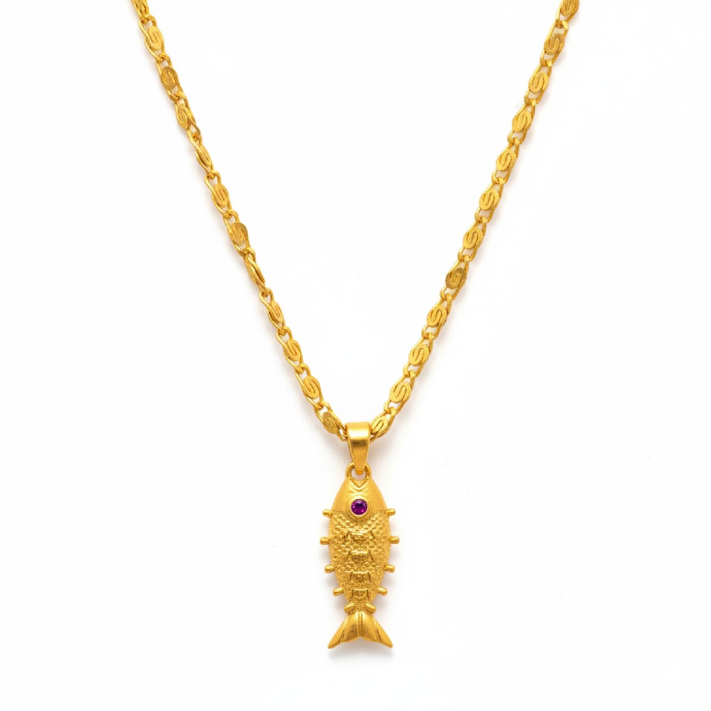 Minimal Fish Design Locket – Elegant Gold Finish Pendant for Daily & Casual Wear