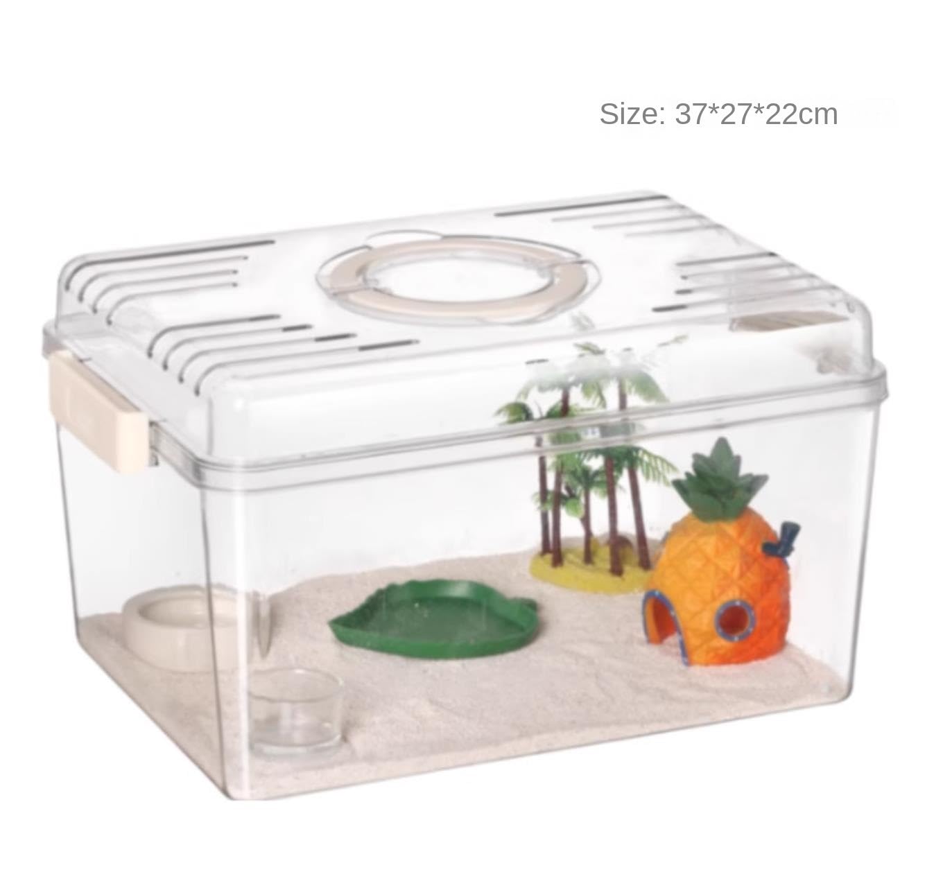 Terrarium Jaszczurek Zestaw Do Terrarium Dla Gadów, Pudełko Hodowlane Węża, Ptasznika, Kraba Pustelnika Pająków Siedlisko(37x27x22cm)