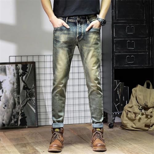 Men's Classic Retro Nostalgic Slim Straight Stretch Casual Jeans2