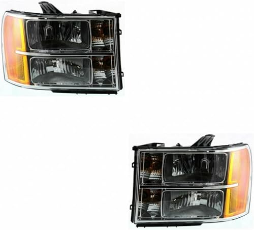 KarParts360 Para GMC Sierra 2500/3500 HD 2007-2014 Conjunto de faros delanteros para lado del conductor y del pasajero | Par | Reemplazo para