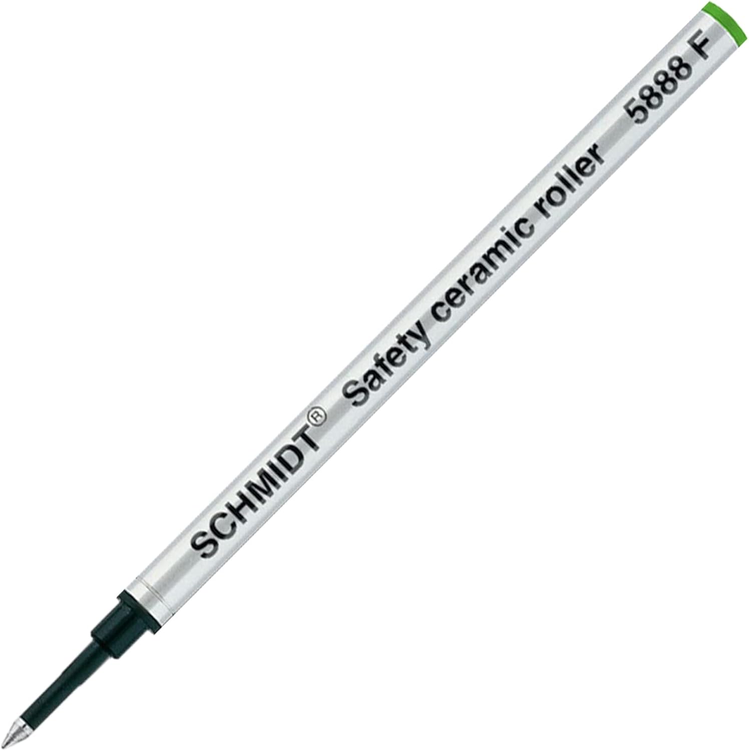Schmidt 5888 F Safety Ceramic Rollerball Refill Metal Tube - Green, Red, Black, Blue Ink, Fine Tip 0.6mm - Pack of 4