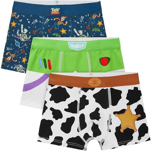Disney Toy Story Boxer Enfant Garcon, Buzz l'Eclair Woody Lot de 3 Respirant Calecon Ceinture Elastique sous Vêtements Cadeau Garcon (4-5 Ans, Multi Toy Story)