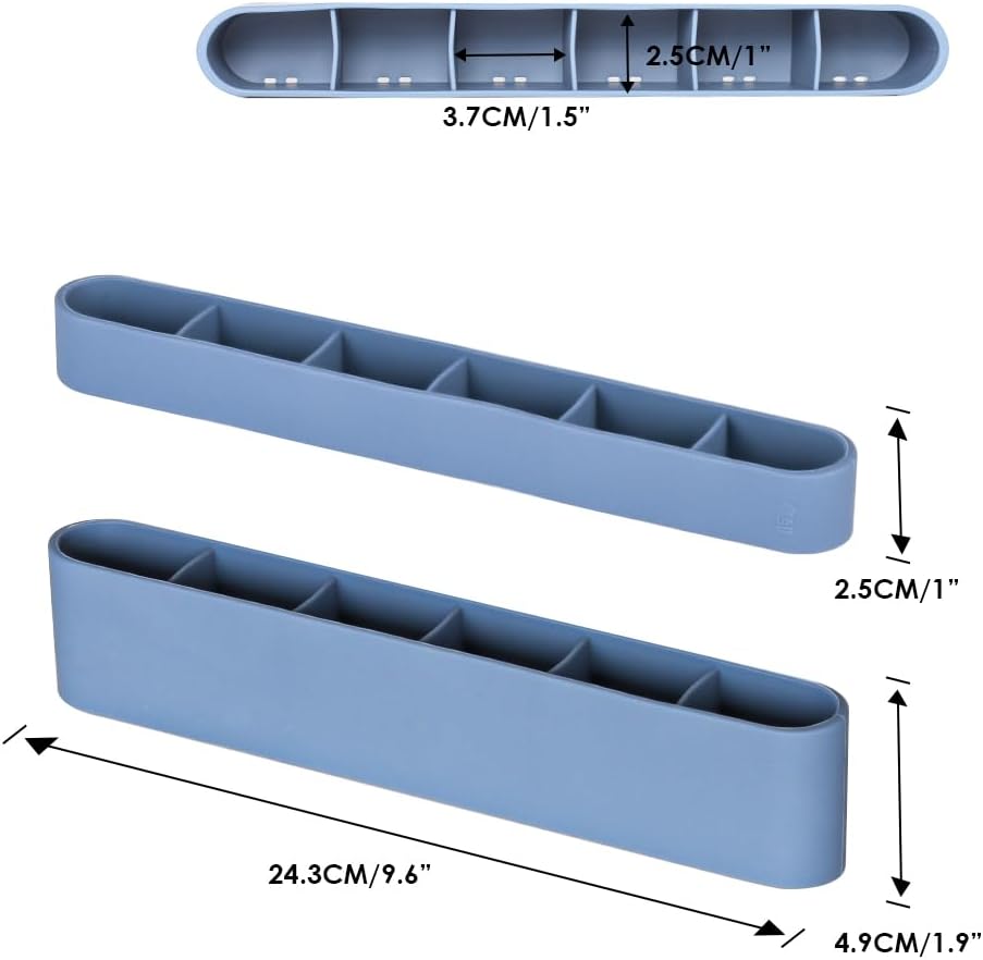 Baskiss Magnetic Straw Holder Dispenser, Silicone 6-Slot Organizer with Adhesive Tapes for Fridge, Bar, Counter and Cabinet Door – Fits Various Straws, Reusable & Washable (Deep Blue) - Image 2