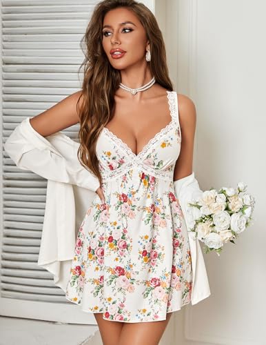 Image of Avidlove Womens Nightgown Sexy Lingerie Sleepwear Lace Chemise Modal Babydoll Slip Nighties