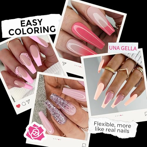 Image of UNA GELLA Long Coffin Nail Tips: 216pcs Coffin Acrylic Fake Nails Full Cover Gel Nail Tips Press On Nails Clear Tips for Nail Extension DIY Salon 12 Sizes