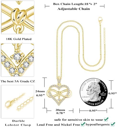 Heart Necklaces for Women Mom,Birthday Gifts for Wife Girlfriend,14K Gold /18K Rose Gold Infinity Necklace Womens Jewelry with Birthstone Pendant Necklaces - Image 4