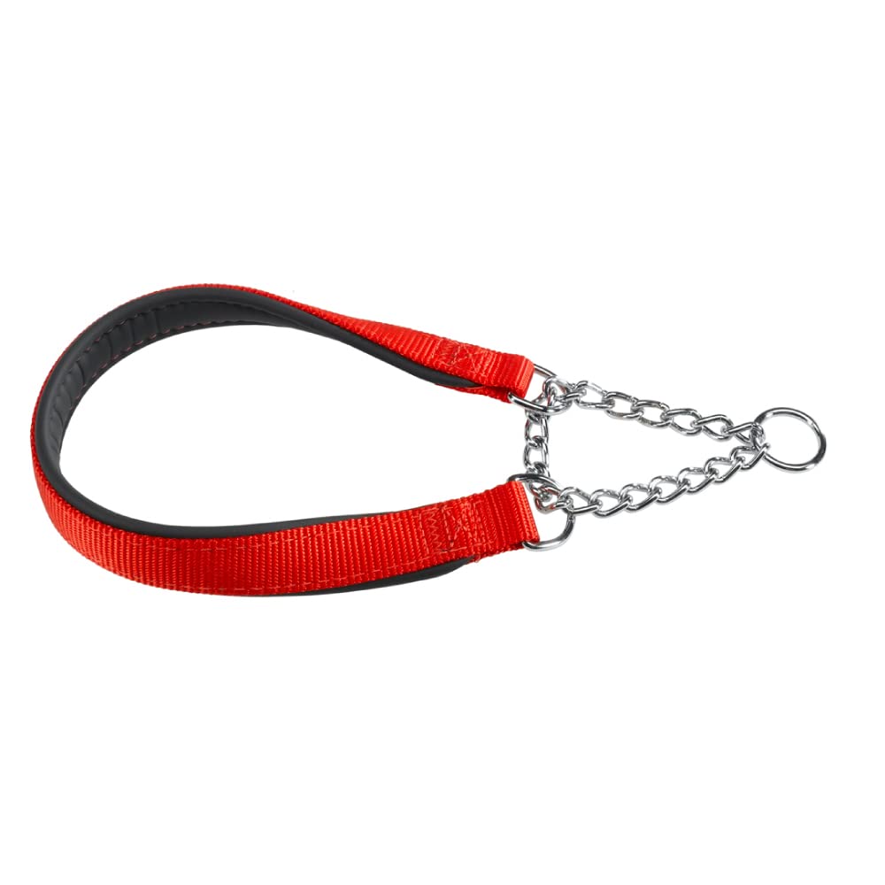Ferplast Collare Cane Daytona, Collare per Cani Taglia Grande, Collare in Nylon 65 cm, Imbottito, Semistrozzo. Collare Addestramento. Rosso