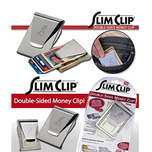 Seen On TV Slim Clip - Double Sided Mens Slim Credit Card Holder With Money Clip! (Black Chrome) Two Pack4