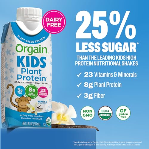 Orgain Organic Kids Plant Based 8g Protein Shake, Vanilla, 8 oz, 12pk - image 4
