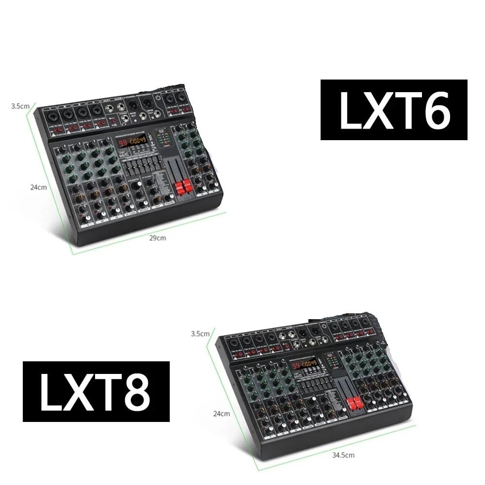Kontroler DJ-ski, Profesjonalny mikser dźwięku 6/8 kanałów 48 V Phantom Power 2 AUX konsola miksująca 99 efektów cyfrowych(8 channel)