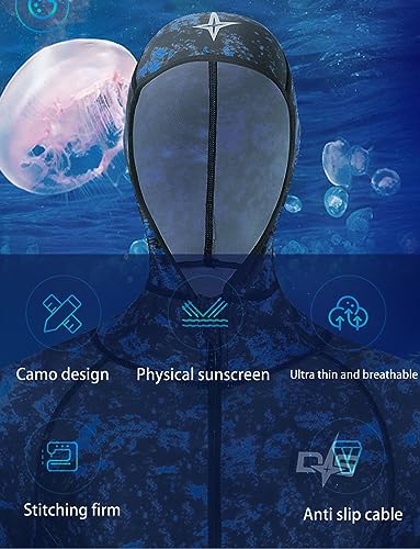 Men Women Full Body Scuba Rash Guard Swimwear Wetsuit,Long Sleeve UV Protection Swimsuit Surfing Swimming Diving Snorkeling Suits for Water Sports (Blue, M) - Thumbnail 3
