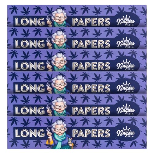 6x Grannys new unbleached Slim Long Papers in Lila | 108 x 45 mm | 36 Blatt ungebleicht | King Size | OmasRawpapers | Zellstoff Long Papers