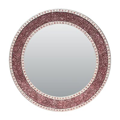 DecorShore 24 Inch Rose Gold Framed Wall Mirror, Round Crackled Glass Mosaic Decorative Wall Mirror in Blush/Rose Gold… 51BDfkqWT8L. SS400