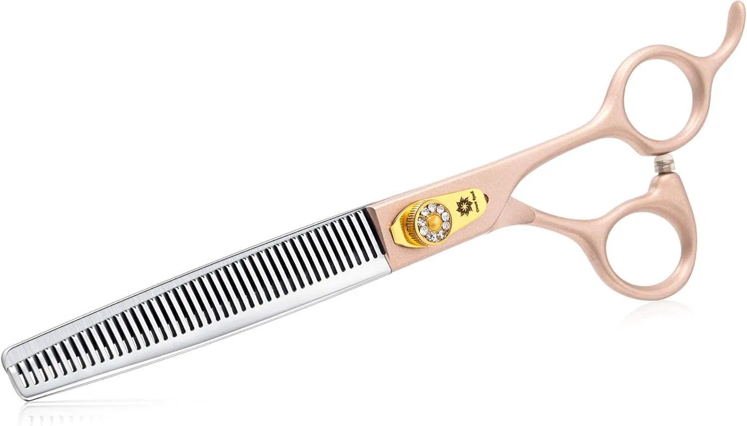 Dream Reach 7" Hundeschere Set (Gerade, Gebogen, Ausdünnen) 440C Edelstahl | Profi 3-in-1 Set: Gerade, Gebogene & Ausdünnungsschere (15-25% Ausdünnung), mit Tuch und Tasche, für Hunde & Katzen