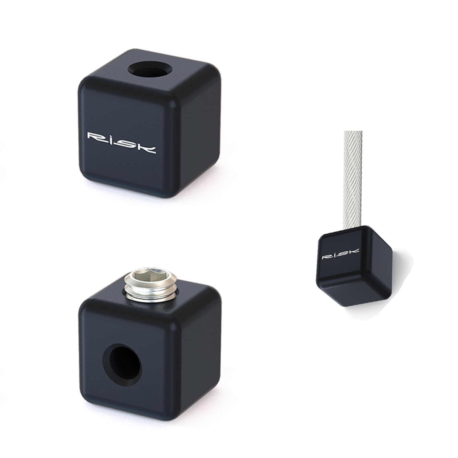Bike Cable End Caps, Alloy Cable Crimps for Road &amp; Mountain Bicycles - Includes Square Wire Tail Caps, Machine Meter Screws &amp; Hexagonal Spanner | Durable &amp; Secure Brake/Shift Cable End Tips