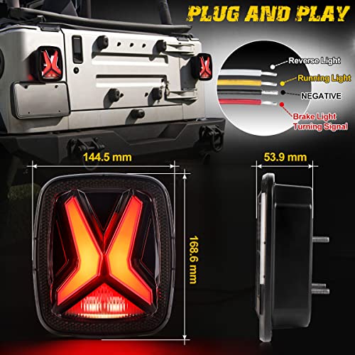 Audexen 3D X Shaped Design Dot Led Tail Lights, Drl Turn Signal Brake 10W Reverse Light Compatible With Jeep Wrangler Yj Tj Cj Trucks Etc #TOP3