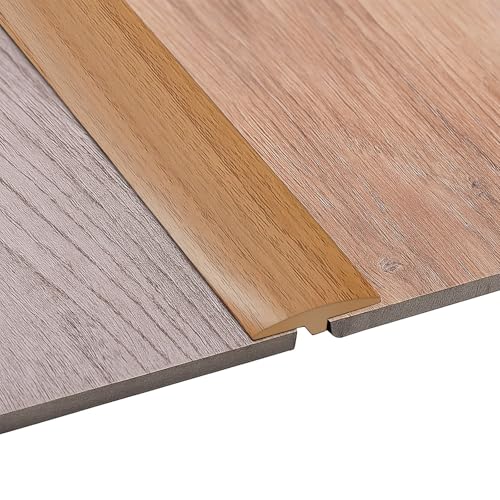 Perfil de transición autoadhesivo, perfil en T, 5 x 100 cm, flexible de PVC, para todo tipo de suelos, recortable e impermeable (grano de madera clara, 1 m)