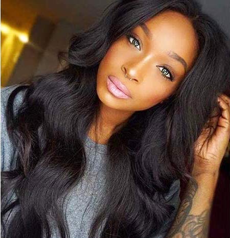 26'' Natural Full Black Wigs Hair Long Wavy Wig Synthetic Heat Resistant，Middle Part Natural Looking Silk Fully Heat Resistant Synthetic Wig for Daily Party，Wig for Party Cosplay Body Wavy For women