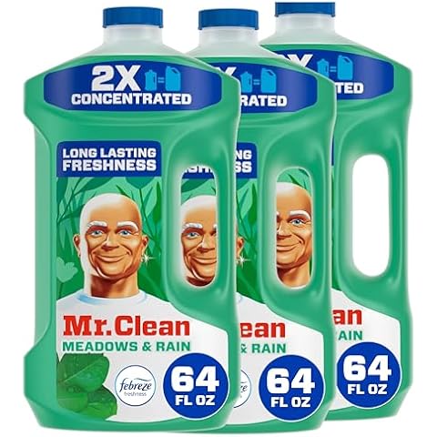 Mr Clean Multi Purpose Meadows Rain Liquid Cleaner Professional Household Non-Toxic Hardwood Floor Cleaner, 64 Ounce, New and Improved 2X Concentrated Solution, with NOIS Tissue Pack Cover