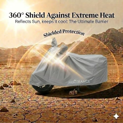 Image of Mototrance All Weather Protection Two Wheeler Cover for All Activa, Scooter, Scooty & Bikes Upto 150CC | Anti Dust, Water Resistant, Heat Resistant, Mirror Pocket Bike Body Cover | Solid Silver