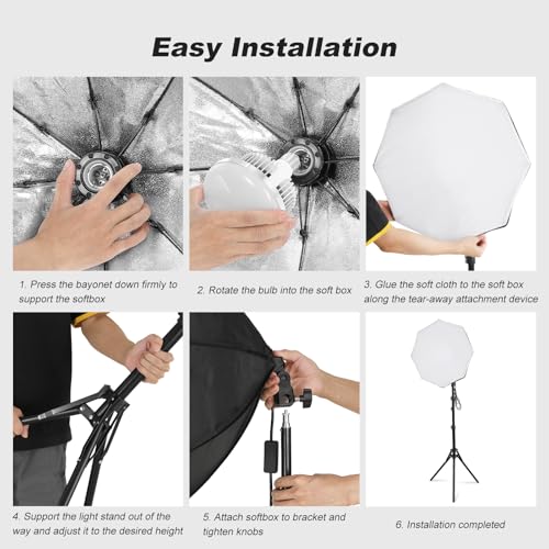 Image of Soonpho Softbox Lighting Kit, 22'' Octagon Softbox Photography Lighting-Kit with Softbox 22Inch /55cm (2 Pack), 85W 3000-6000K Remote Control, Studio Lights for Video Recording