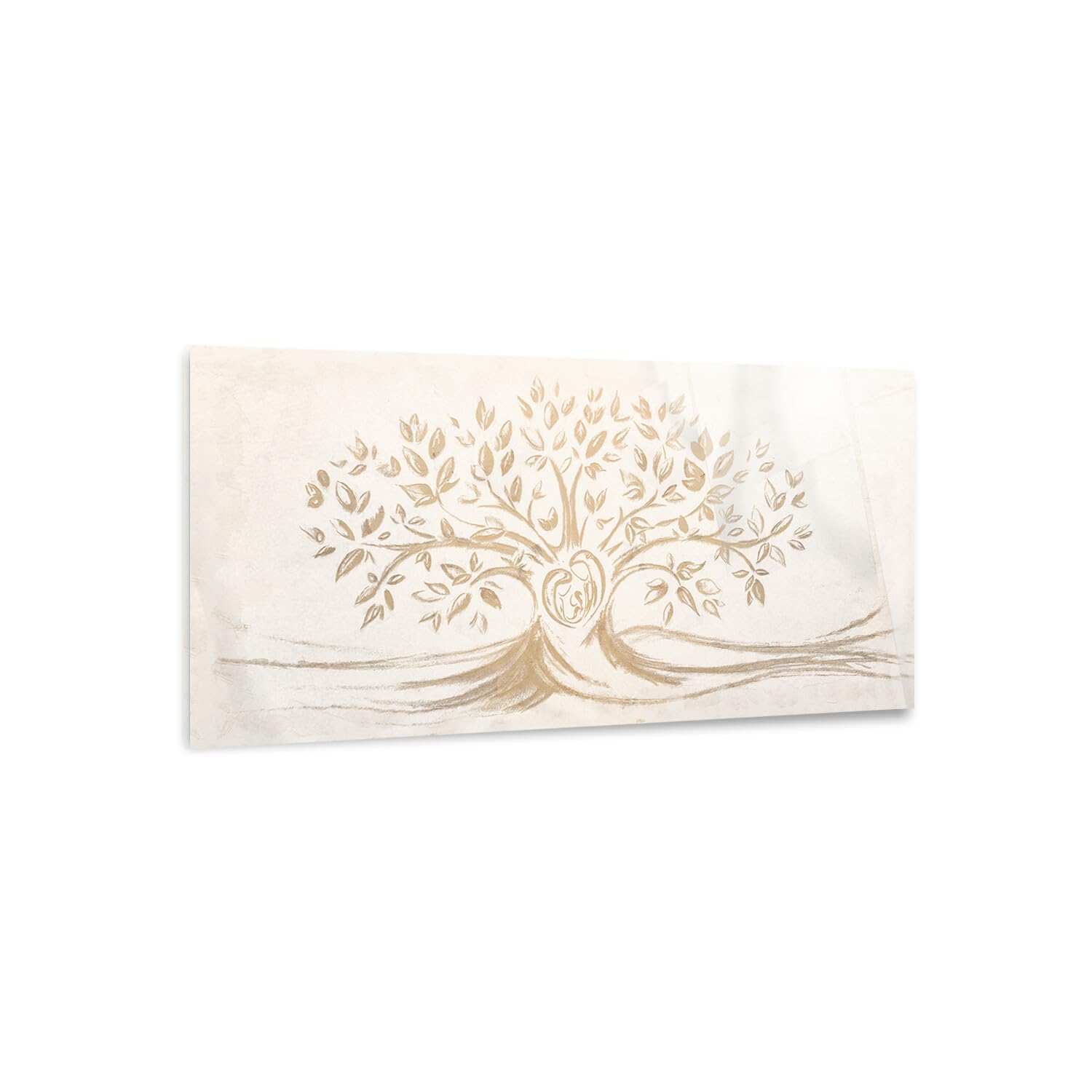 Giallobus - Quadro - 10 - Capezzale Moderno - Sacra Famiglia e Albero della Vita - Vintage - Vetro Acrilico - 100x50 - Pronto da Appendere - Quadri Moderni per la casa