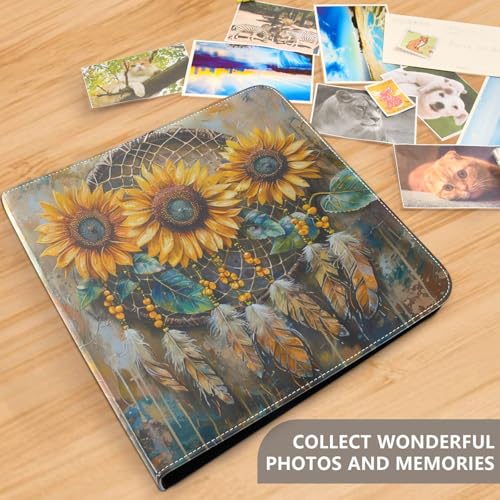 ALAZA Álbum de Fotos Vintage Dreamcatcher Girasoles con Cubierta de Cuero PU y Encuadernación de 3 Anillos para Boda, Familia y Viajes miniatura 4