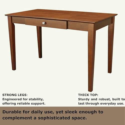 Miniatura 5 de IC International Concepts, Escritorio con cajón, madera maciza, parawood real, 48 pulgadas de ancho x 26 pulgadas de profundidad x 30 pulgadas de