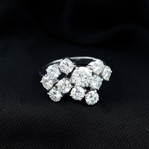 Certified Moissanite Statement Engagement Ring, D-Vs1 Quality, Moissanite Ring in Gold Plated Silver - Gift For Her3