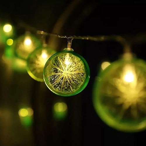 Miniatura 5 de ZDAYOZ Guirnalda de luces LED decorativas con forma de fruta, luz de batería naranja y lima (19.6 pies40 luces, rodajas de lima) (paquete de