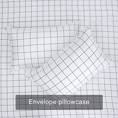 Image of Best Season Printed Plaid Bed Sheet Set 4 Piece- Full Size- Breathable- Super Soft, Deep Pocket,Stain,Fade & Wrinkle Resistant Breathable Bedding Sheets Black Grid