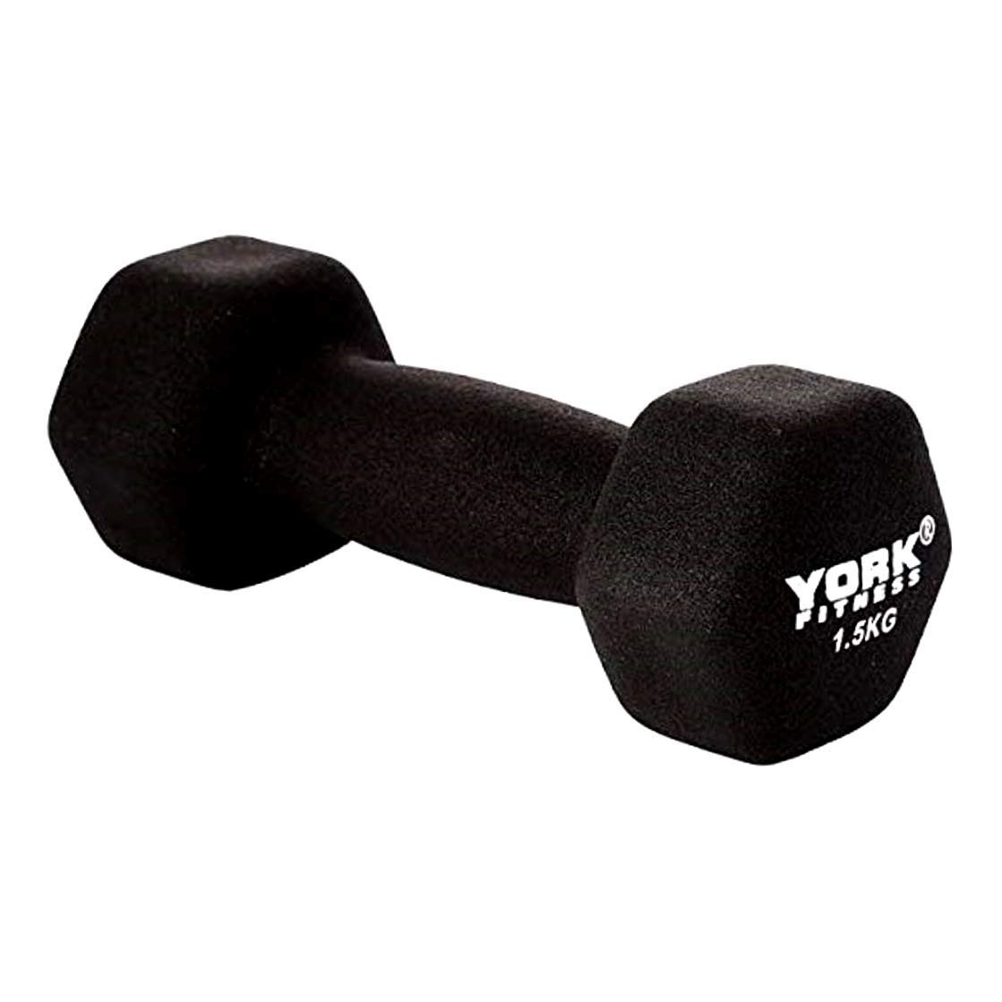 York Fitness Single Neoprene Hex coating Dumbbell, Black, 1.5KG — image 1