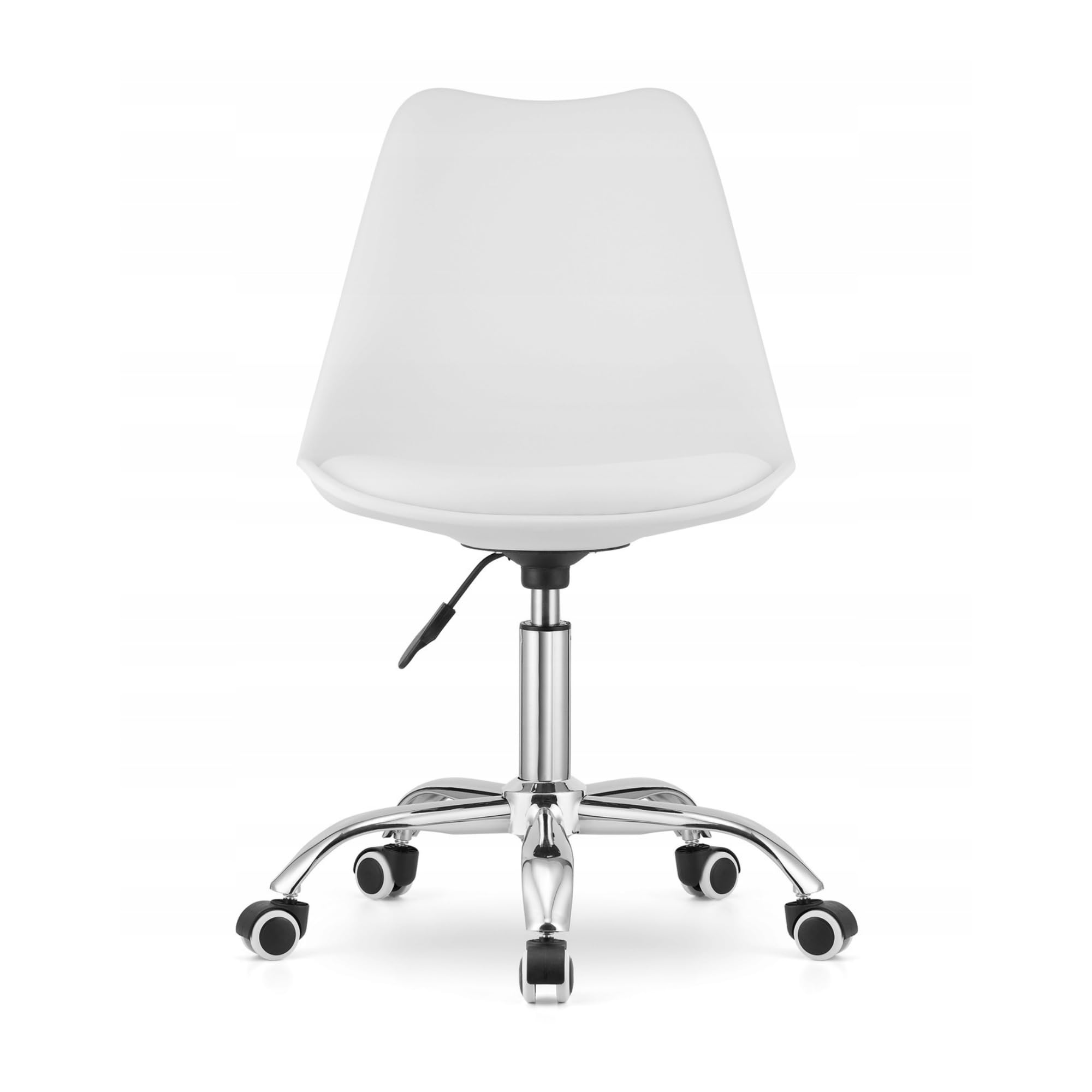 Pack 2 Silla de Oficina Blanca con Ruedas Giratorias, Altura Regulable 70-91 cm, Asiento Acolchado de Espuma y Respaldo Ergonómico, Tapizado PVC Fácil de Limpiar, para Escritorio, Estudio y Trabajo