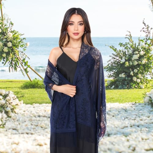 MUQU Shawls and Wraps for Evening Dresses - Lace Shawl Pashmina Wedding Formal Scarf for Women4